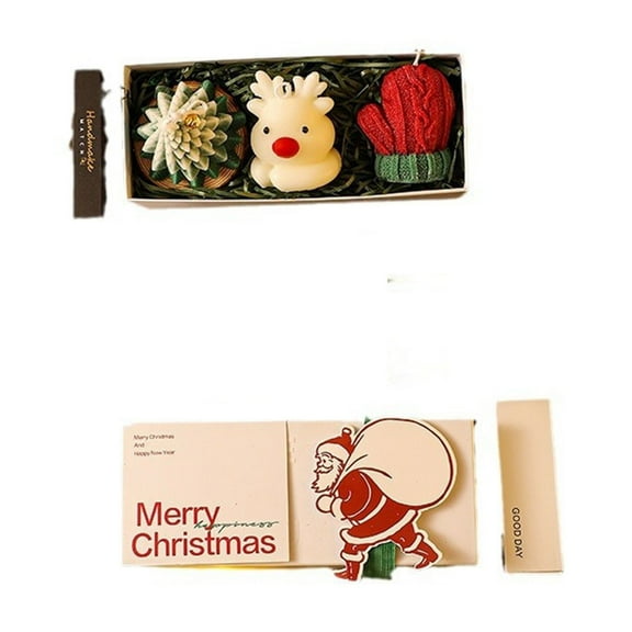 putnchl 3 Pcs Christmas Taper Candles Tree Glove Man Tea Lights Candles With Gift Box, Handmade Wax Candle For Christmas Party Decor Home Table Holiday Decorations