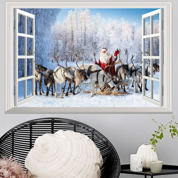 putnchl 3D Christmas Wall Sticker Removable Mural Decals Vinyl Art Living Room Decors