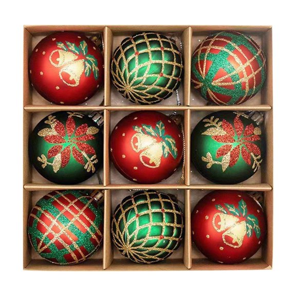 putnchl 9 Christmas Balls Christmas Tree Decoration Ornaments For Christmas Tree Holiday Wreath Garland Decoration Ornaments, Red And Gold, 6cm