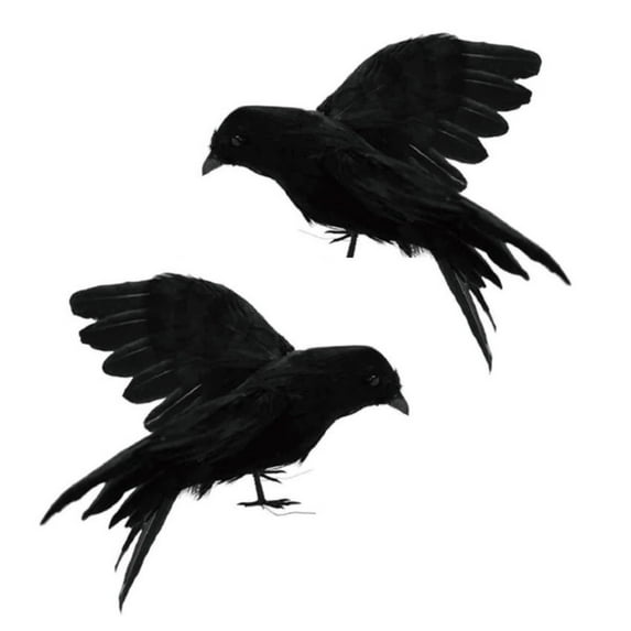 putnchl Black Crow Halloween Decoration Realistic Flying Crow Prop For Halloween Yard Garden