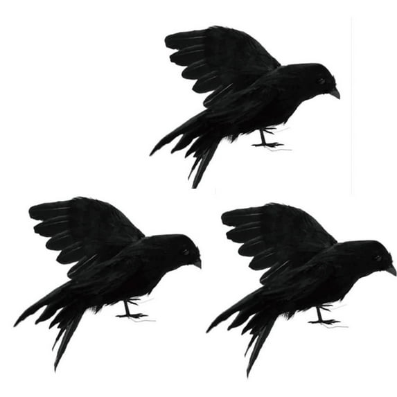 putnchl Black Crow Halloween Decoration Realistic Flying Crow Prop For Halloween Yard Garden