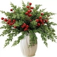 thumbnail image 1 of putnchl Christmas Artificial Branches With Red Berry Stems,10.5in Faux Norfolk Leaves Stems, Fake Foliage Needles Picks For DIY Craft Garland Home Decor, 1 of 9