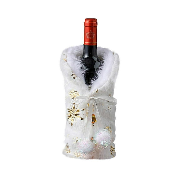 putnchl Christmas Decoration Wine Bottle Cover Restaurant Dress Up Champagne Red Wine Bag Scene Layout Snowflake Wine Cover