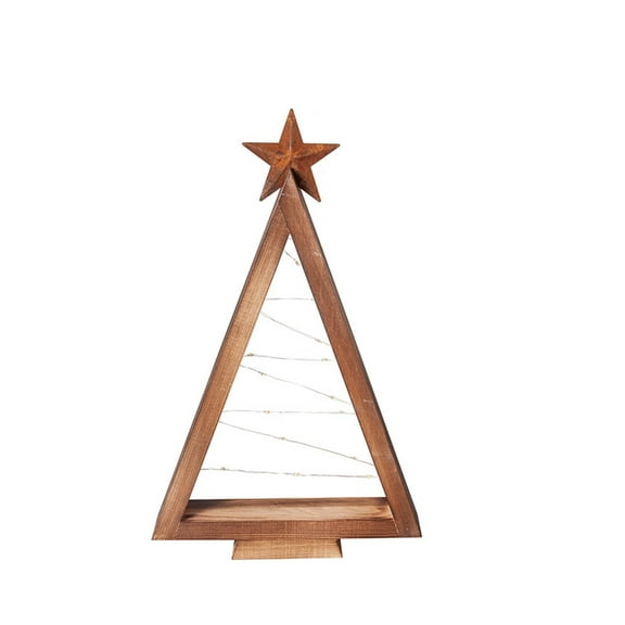 putnchl Christmas DecorationsLight Up Wooden Christmas Tree Handmade Tabletop Christmas Tree With Light For Home Kitchen Table Mantle Shelf