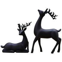 putnchl Christmas Figurines Set Of 2 Resin Deer Statues Elk Sculpture Deer Ornaments For Living Room TV Cabinet Wine Cabinet Home Decor