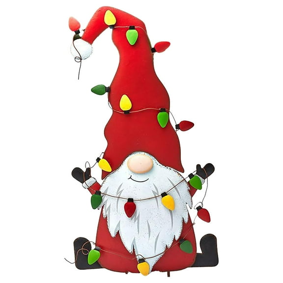 putnchl Christmas Holiday Garden Gnome Yard Stake With Christmas Lcons Festive Figure Outdoor Garden Decoration