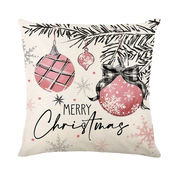 putnchl Christmas Pillow Covers - 18x18 Inch Set of 1, Pink Santa Snowman Tree Throw Pillow Covers, Winter Holiday Cushion Case Decoration for Sofa Couch