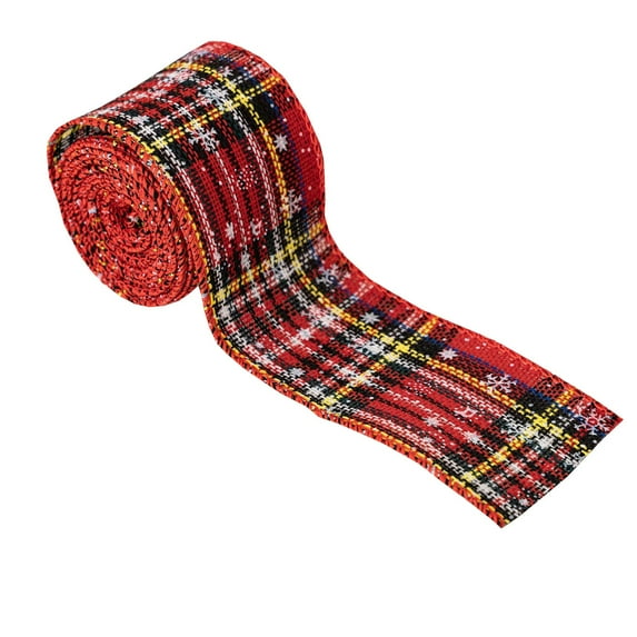 putnchl Christmas Red And White Plaid Ribbon, Christmas Wrapping Decoration, Suitable For Family Party DIY Craft Bow, 2.5 Inch