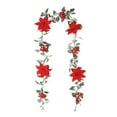thumbnail image 1 of putnchl Christmas Red Berry Garland, Flexible Artificial Red Berry Garland, Poinsettia Christmas Decorations For Indoor Outdoor Home Decor, 1 of 3