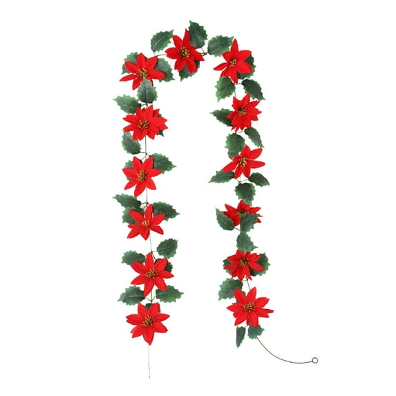 putnchl Christmas Red Berry Garland, Flexible Artificial Red Berry Garland, Poinsettia Christmas Decorations For Indoor Outdoor Home Decor