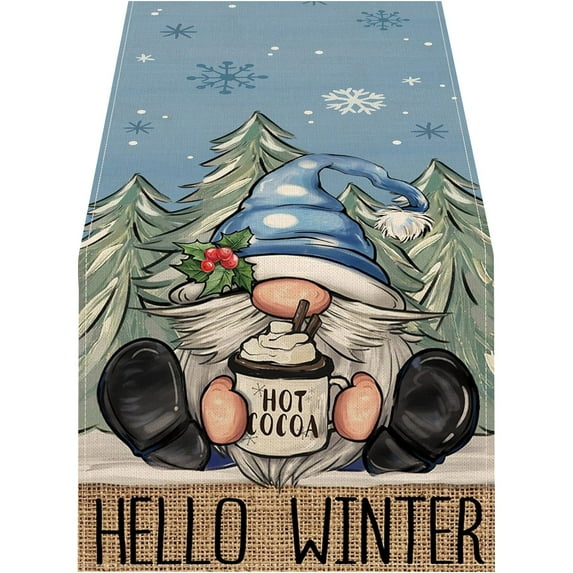 putnchl Christmas Table Runner 33 X 183 Cm, Linen Christmas Series Table Runner Kitchen Dining Table Decoration For Indoor And Outdoor Holiday Party Living Room