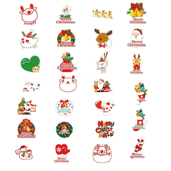 putnchl Christmas Theme Stickers, 27Pcs Vinyl Waterproof Merry Christmas Stickers For Envelopes Gifts Tags Crafts Snowboard Decorations