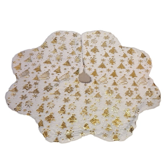 putnchl Christmas Tree Skirt, Holiday Part Decorations For Christmas Tree, Plush Gold Sequin Snowflake Tree Shirt For Xmas