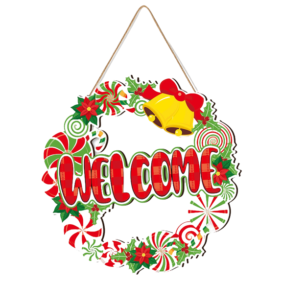 putnchl Christmas Welcome Door Hanging Wall Decoration Merry Christmas