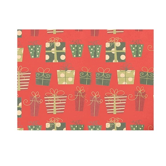 putnchl Christmas Wrapping Paper Christmas Elements Collection Single-Sided Wrapping Paper Plaid Barn-Moose And Other Patterns-70cmX50cm