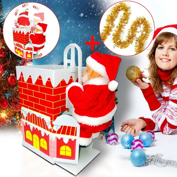 putnchl Electric Climbing chimney Christmas Figurine Ornament Family party G