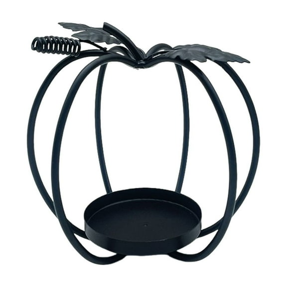 putnchl Festival Wrought Iron Hollow Pumpkin Tealight Holder Halloween Metal Candlestick for Home and Restaurant Decors,Black