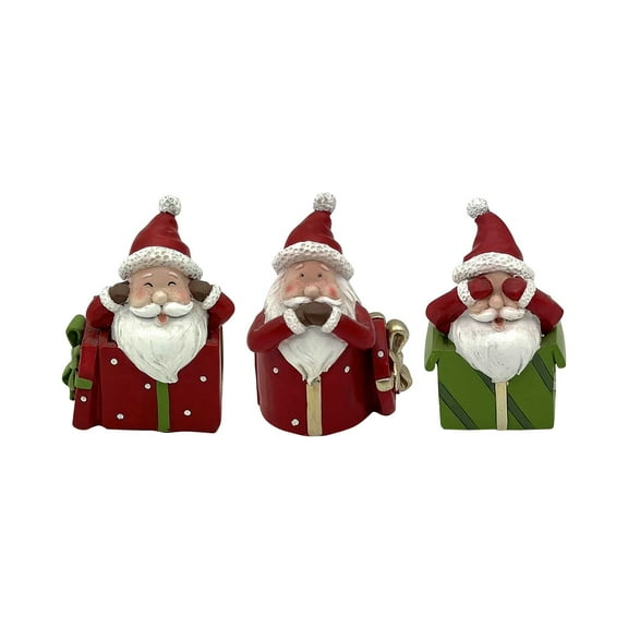 putnchl Figurines, 3PCS Cute Christmas Table Decorations, See Hear Speak No Evil Resin Statue, Xmas Indoor Decor Collectible Figurine For Home TableDesk Kitchen Room Pa