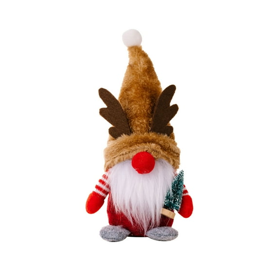 putnchl Gnomes Plush Christmas Gnome Decor Handmade Wooden Elderly Ornaments Staghorn Dwarf Rudolph Doll For Home Kitchen Table Ornaments Gifts