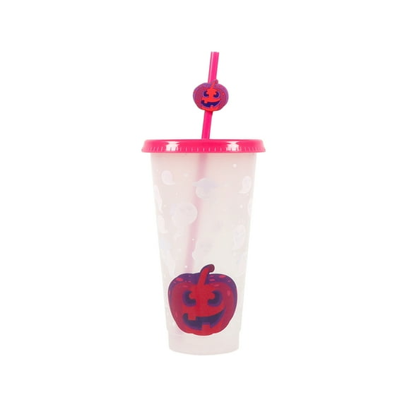 putnchl Halloween Decorations, Halloween Color Changing Cups With Lids And Straws Plastic Tumblers With Lids And Straws, Kids Cups With Straws And Lids For Halloween