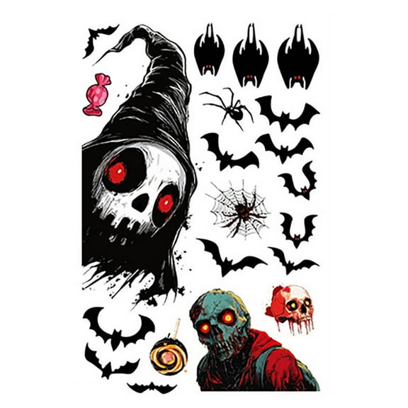 putnchl Halloween Decorations Horror Static Stickers Creative Death Glass Stickers