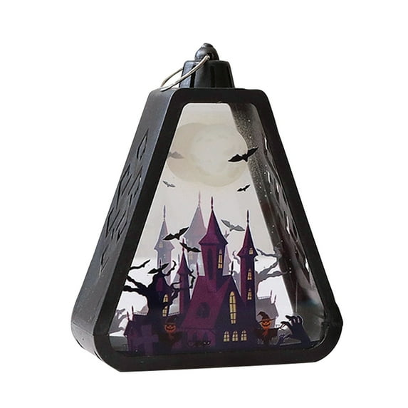 putnchl Halloween Decorations, LED Shadow With Haunted House Scenes, Black Triangular Decorative Lights, Suitable For Desks, Walls, And Hanging.