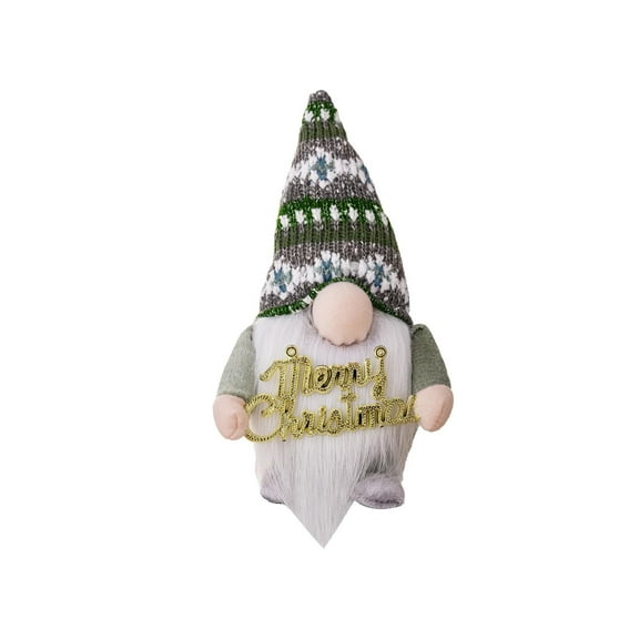putnchl Lighted Christmas Gnomes Plush Decorations With LED Nose Light Up Christmas Gnomes Dwarf Figurines Holding Snowflakes & Merry Christmas Sign 10in