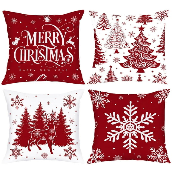 putnchl Merry Christmas, Throw Pillow Cover, 18 X 18 Inch, Winter Holiday, Cushion Cover Sofa Decoration, Christmas Tree