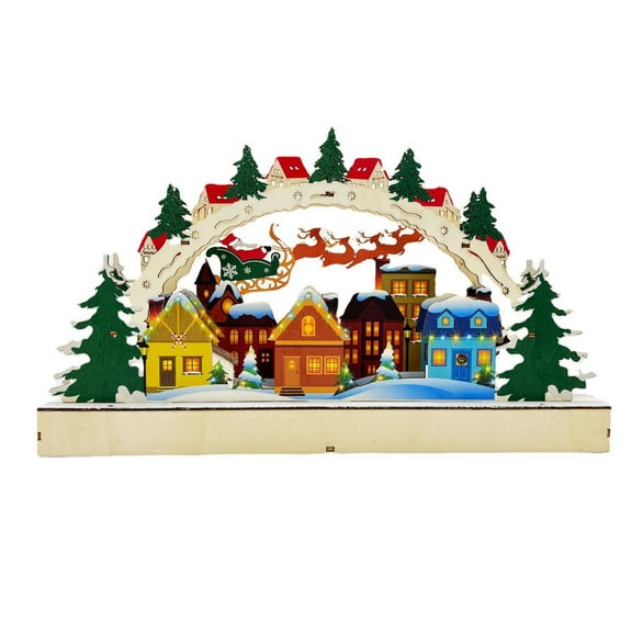 putnchl Wooden Christmas LED Light Ornaments Christmas Scene Decoration Home Semi-circular Creative Decoration Festive Atmosphere Lights