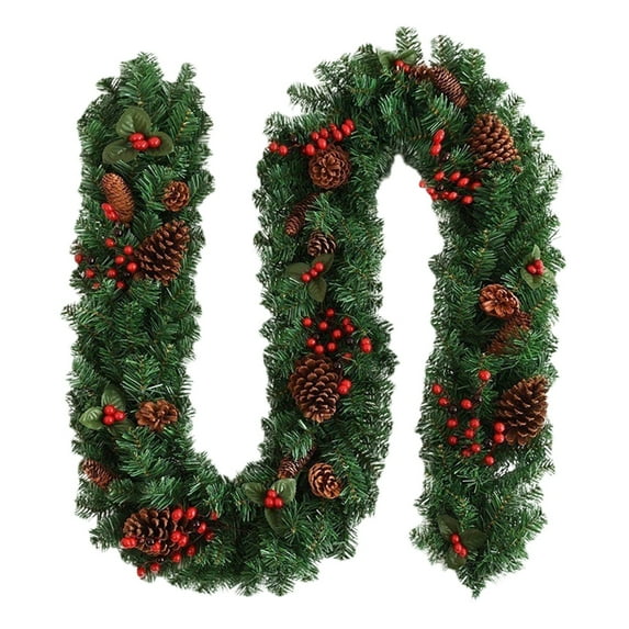 putnchl Wreath 106.3 Inch Christmas Wreath, Green Artificial Wreath With Cones And Red Berries, Artificial Decoration For Indoor And Outdoor, Garden