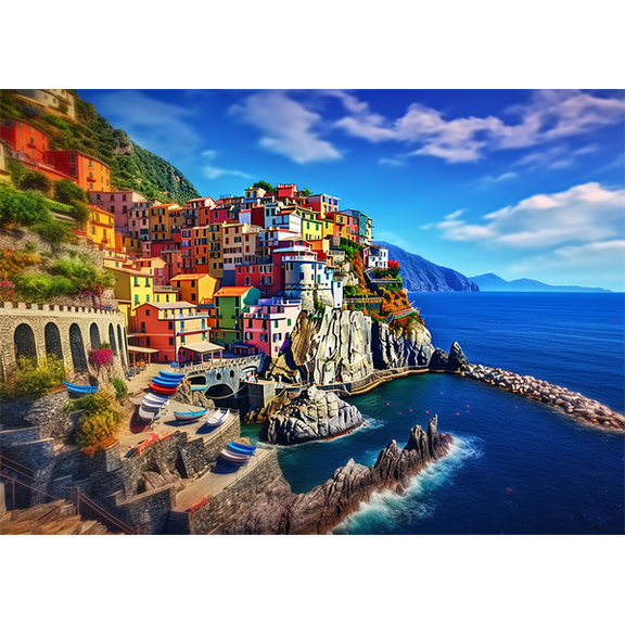 puzzles 300 pieces for adults Italy Cinque Terre Tourism and leisure destination Formation wooden Challenging Puzzles Perfect for Game 14.9'' x 10.2''