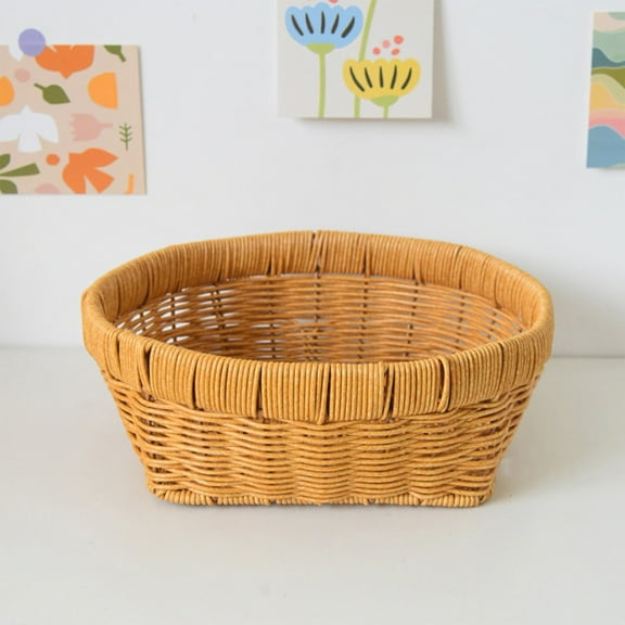 pvdgvd 1pc Cane Woven Storage Basket, Wooden Natural Woven, Hollowed out Breathable Stable, for Table Top Dried Fruit Snacks Fruit Gift Tray Afternoon Storage
