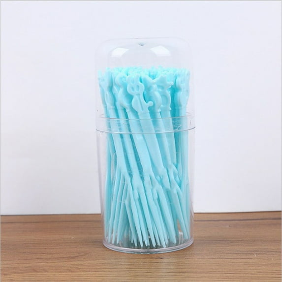 pvdgvd 50pcs Disposable Plastic Fruit Forks, Two-tooth for Dessert Cake Cocktail, Party Decor & Food Safe