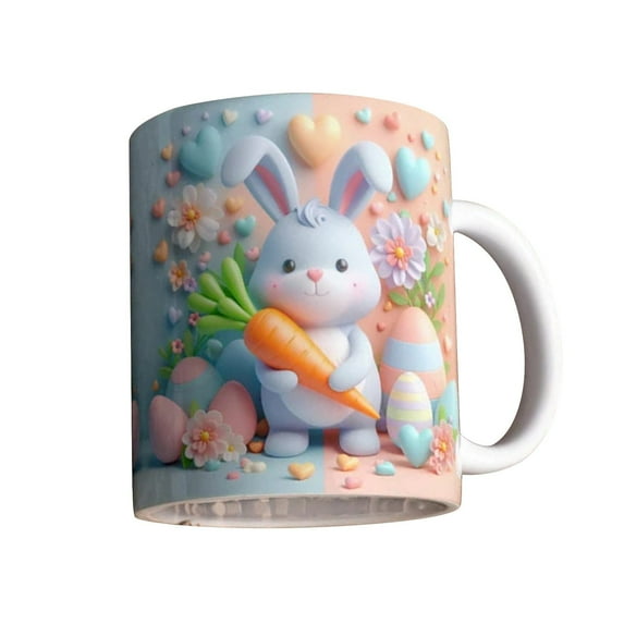 pvdgvd Easter Ceramic Coffee Mug 350ml, Cute Rabbit Design for Tea Drinks, Practical & Festive Gift, Easy to Clean