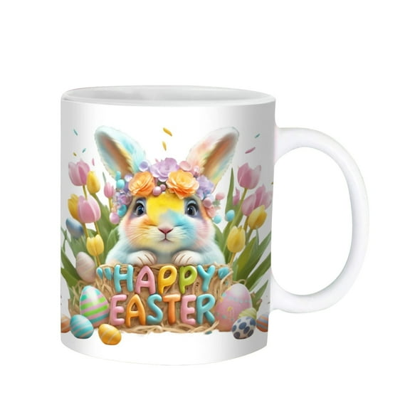 Easter Ceramic Coffee Mug, 350ml Tea Water Cup with Cute Rabbit Design, Perfect for Coffee, Tea, and Holiday Drinks, Ideal for Daily Use and Easter Gifting