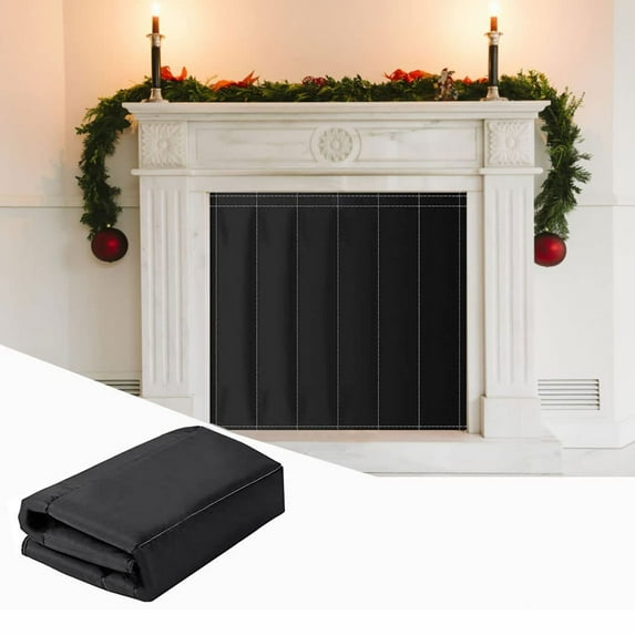 pvdgvd Fireplace Curtain - Flame Retardant & Thermal Insulation, Ash-Proof & Cold Wind Blocking for Chimneys, Easy Paste Installation