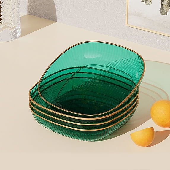 pvdgvd Four Pack Transparent PET Tableware, Squared Household Plates Set, Plastic for Living Room Kitchen, Multifunctional Easy Clean, for Boned Snack Fruit Vegetable