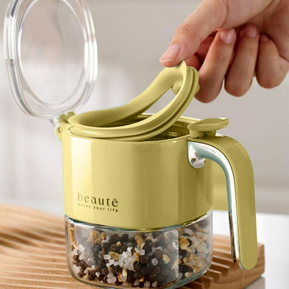 pvdgvd Glass Spice Jars - 400ml Spice Containers With Spoons, Mini Seasoning Storage Jars With Flapper Caps for Salt, Sugar, Peppers in Kitchen