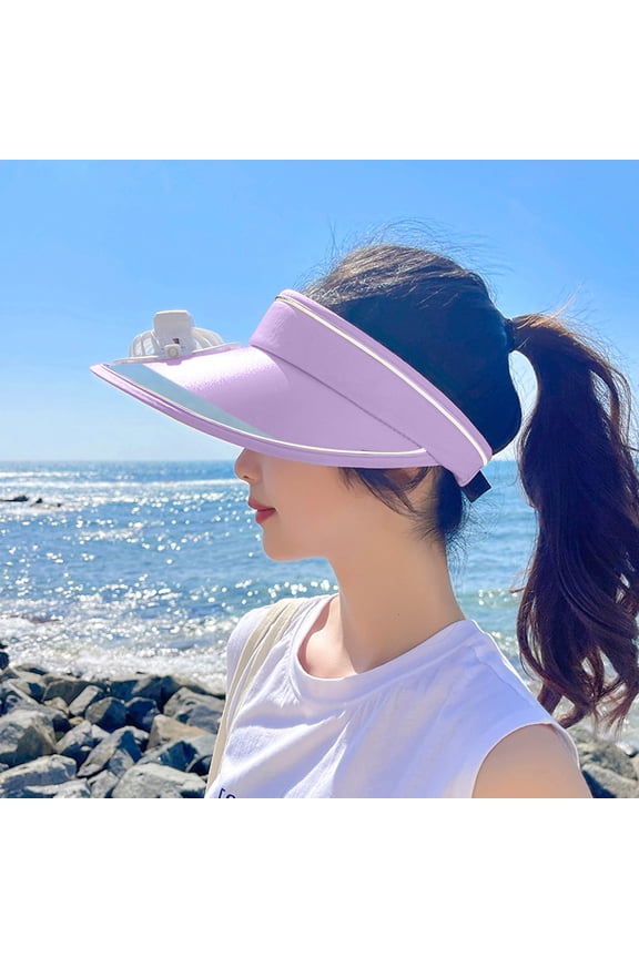 Hat with Fan for Women, Fan Visor Hat with Three Speed Settings & Large Area Sun Protection, USB Rechargeable & Quiet, Adjustable