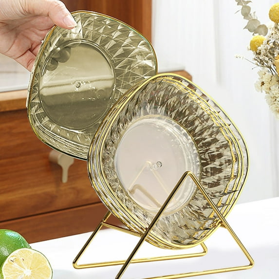 pvdgvd Household Spit Bones Plates, 4 Pack Plastic, Stackable Space Saving, Easy to Clean for Fruit Snacks Dried Fruit, Desktop Small Dishes