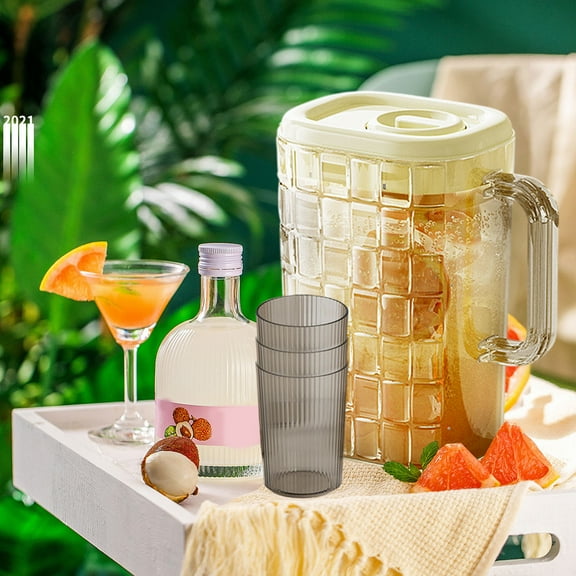 pvdgvd Light Luxury Cold Water Kettle Set, 2L Large Capacity, 1 Kettle + 3 Cups, Household Living Room Water Set, Refrigerator Safe for Juices & Tea, Wide Mouth Design