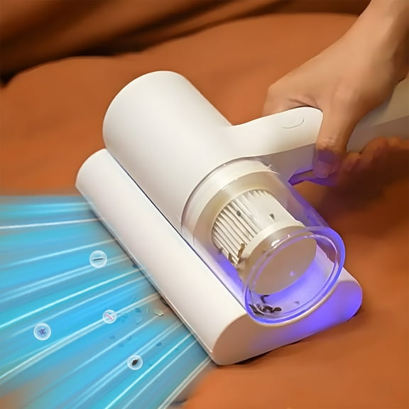 pvdgvd Mattress Vacuum Cleaner, Handheld Wireless with 2000Pa Suction & Blue Light, 30dB Quiet for Pillows Sheets Sofas, High-Efficiency Filtration & Easy to Use