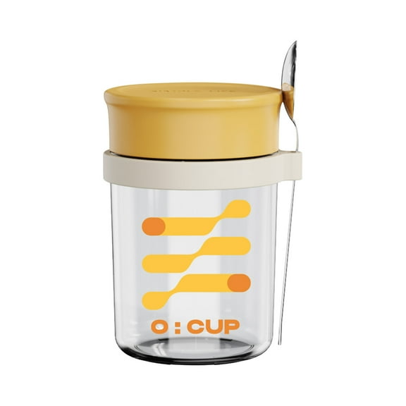 pvdgvd Portable Graduated Glass Jar, Coffee Cup with Lid Spoon for Breakfast Oatmeal, Sealed & Easy to Carry
