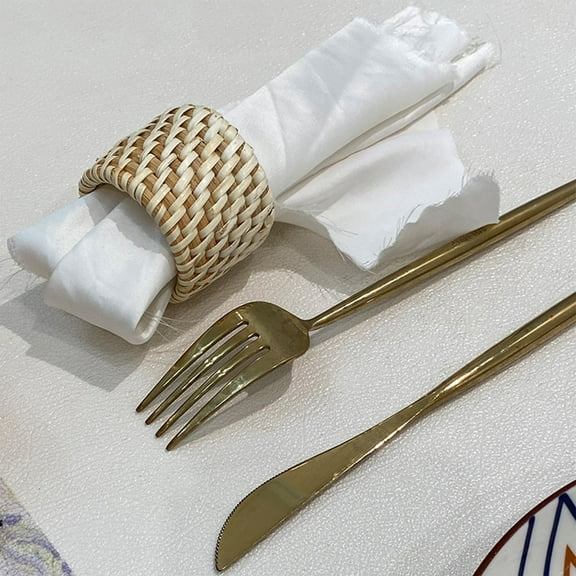 pvdgvd Rattan Woven Dining Rings - Handcrafted, Sturdy, Elegant - Napkin Rings, Paper Towel Rings, Cloth Rings - For Restaurant, Table Decor, Everyday Use