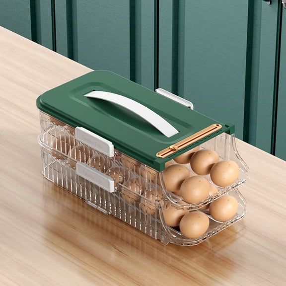 pvdgvd Refrigerator Door Double-layer Rolling Rack, Retractable Storage Box for Eggs, Stackable & Easy to Clean, Kitchen Tool