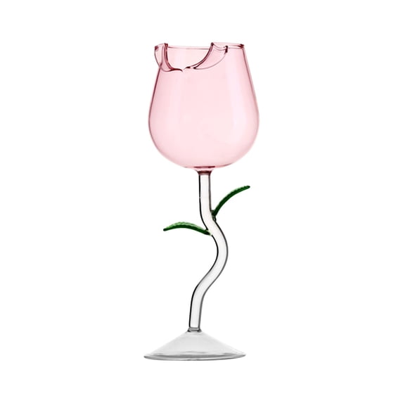 pvdgvd Rose Red Wine Cup, High End Glass Wine Cup, Tall Cup with Exquisite Rose Pattern, High Foot Design, Multi purpose, Stable Quality Glass for Various Drinks