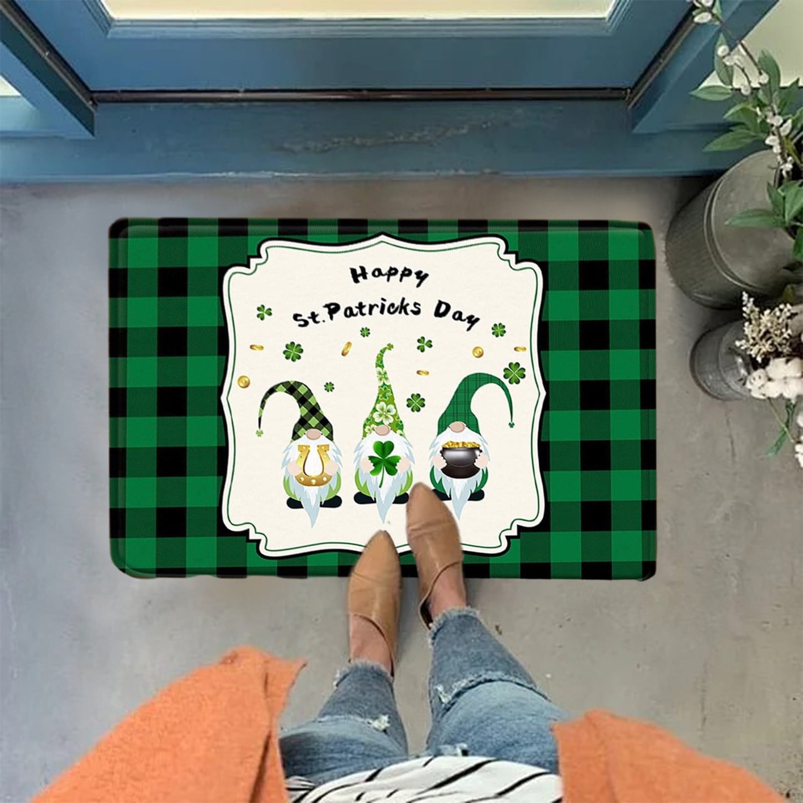 pvdgvd St. Patrick's Day Door Mat Front Door Mat Bath Rug Super