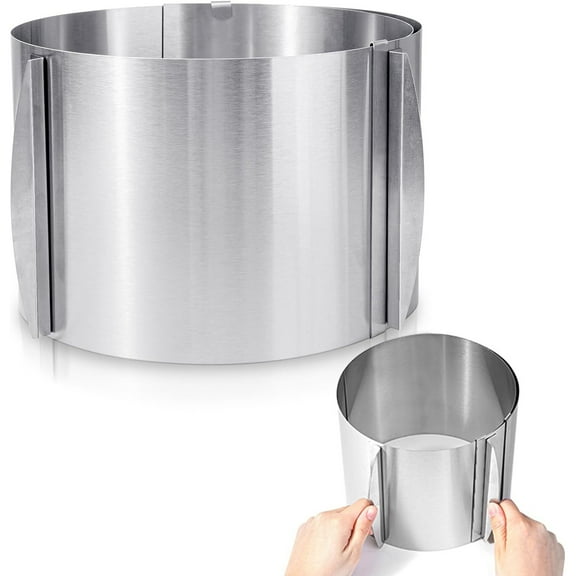 pvdgvd Stainless Steel Expandable Cake Mould, Adjustable Size 6-12 Inches for Thousand Layer Cake, Food Grade Material & Heat Resistant, Microwave Freezer Dishwasher Safe & Easy to Clean