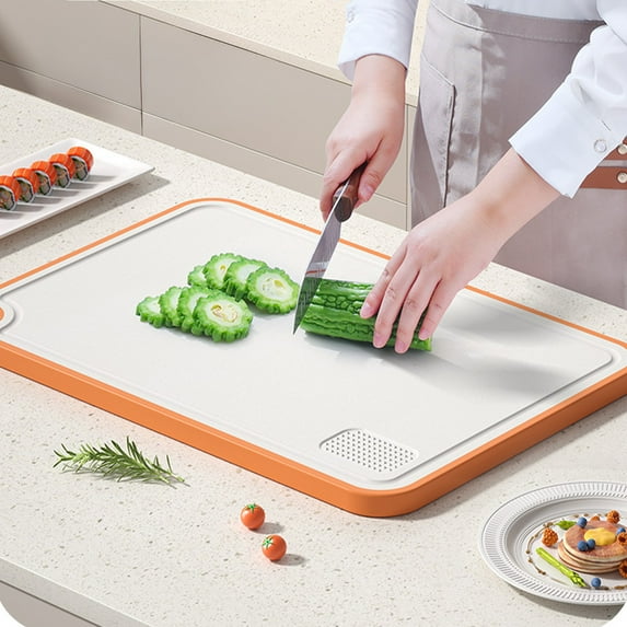 pvdgvd Thickened Antispill Chopping Board - Slipresistant, Food Grade Polypropylene Cutting Board With Grinder, Both Sides Usable for Safe & Messfree Prep