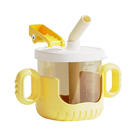 pvdgvd Weighted Straw Trainer Cup for Kids, Silica Gel Sippy Cup with Soft Spout, Leak-Proof & Clear Scale, Non-Slip Handle, Toddler Drinking Cup